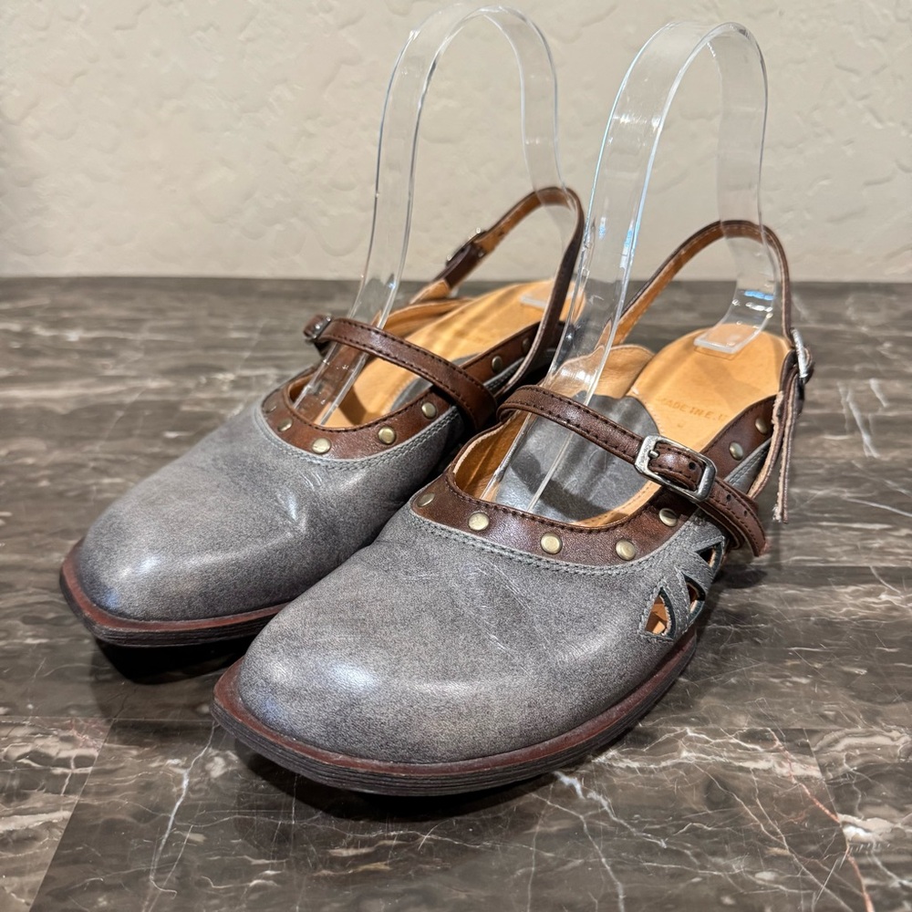 Vintage John Fluevog Studded Leather Slingback Pumps
